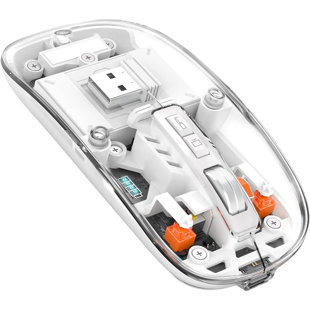 ScHitec M377 Ultra Sessiz 3 Bağlantı Modlu 2xBluetooth Kablosuz Bağlantı + 2.4Gh Gaming Type-C Şarjlı Mouse Beyaz