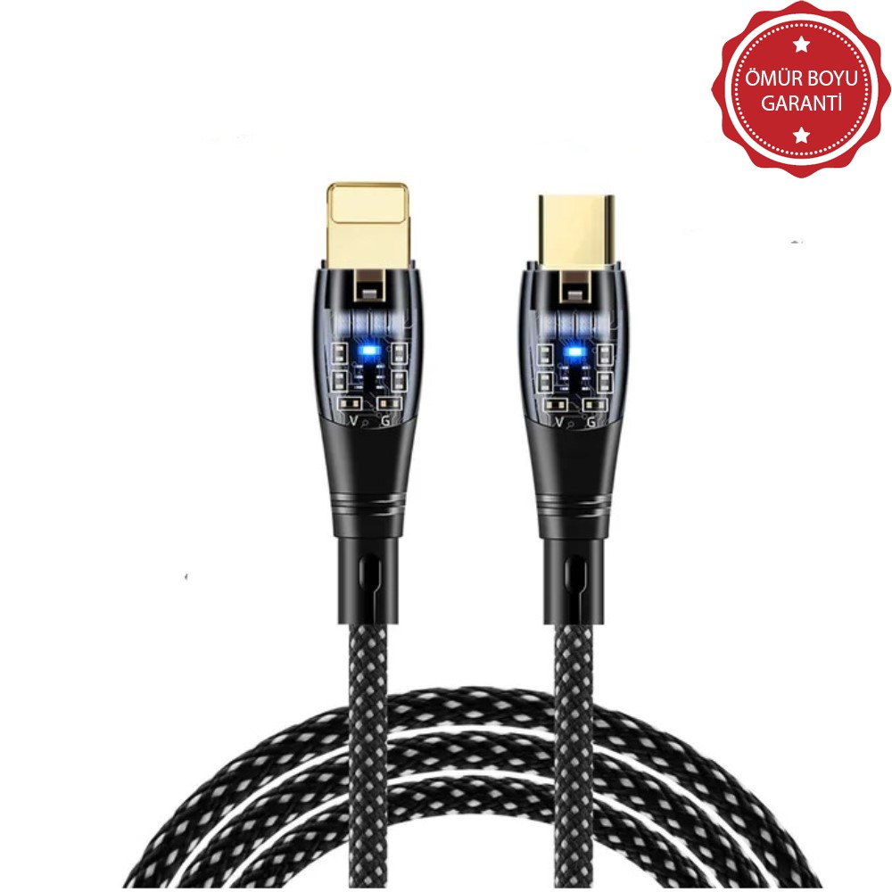 ScHitec 6A 20W Type-C to Lightning 1Metre Hızlı Data ve Şarj Kablosu Siyah YK255S