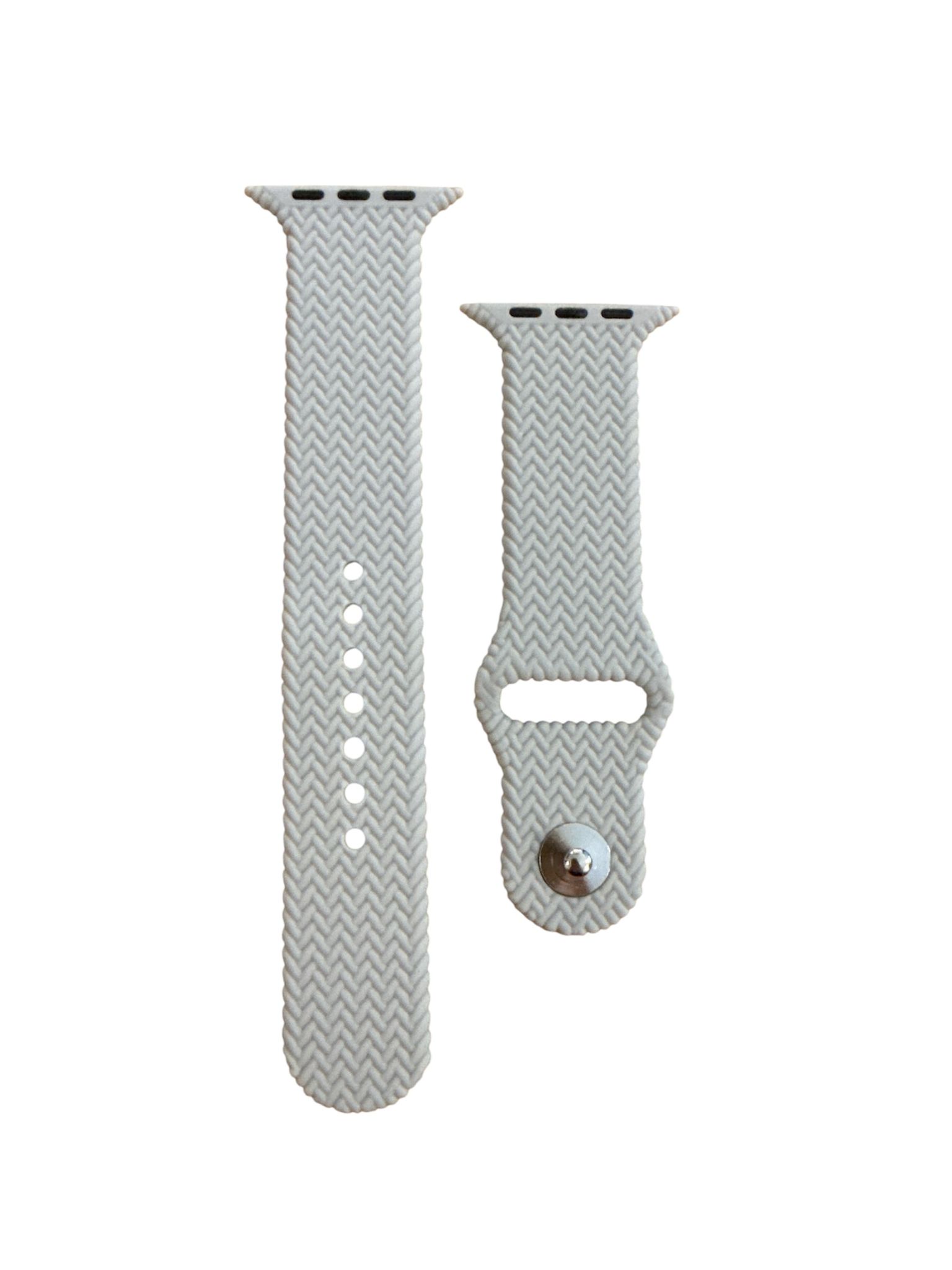 ScHitec 42-49mm Yeni Nesil Apple Uyumlu Hasır Görünümlü Akıllı Saat Kordonu Silikon Gri