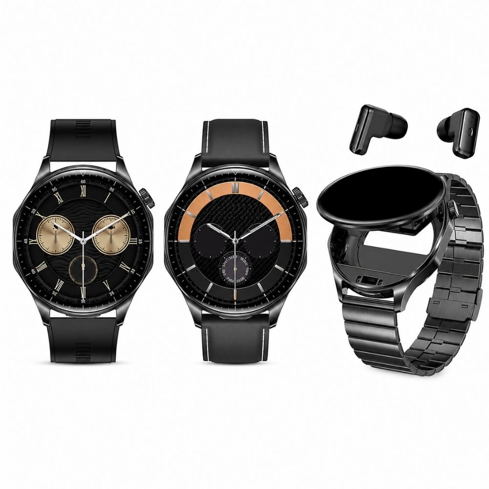 Haino Teko Watch Ultra 12 Amoled Ekran WaterProof Akıllı Saat Bluetooth Kulaklıklı 3 Kordonlu Siyah ST-7