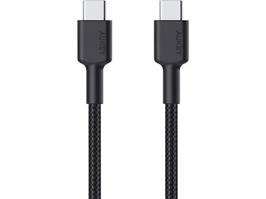 AUKEY CB-CD45-BK PD Naylon Örgülü Type-C Type-C Şarj Kablosu 0.9M Siyah